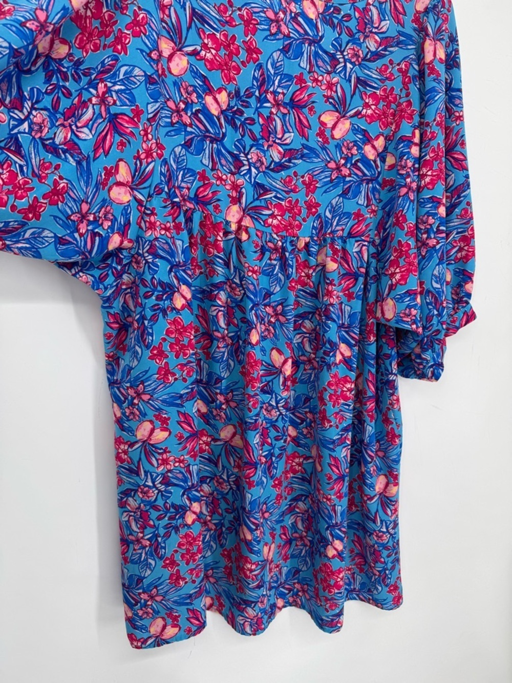 Dokotoo Women's Blue and Pink  Floral Mini Dress With Tie Neck Size XL - Picture 7 of 8